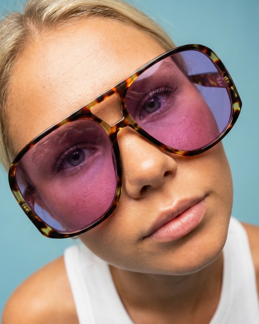 Nueva Soleil 01 – Tortoise Pink Aviator Sunglasses